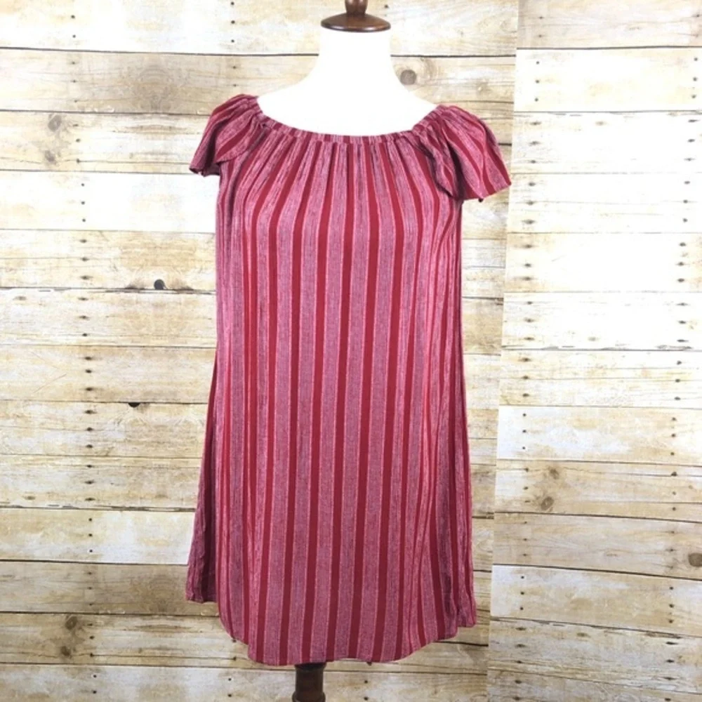 Everly Red Stripped Cap Sleeve Tunic‎ Size S